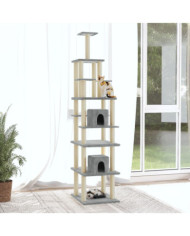 Arbre à chat avec griffoirs en sisal Gris clair 216 cm | Mobilier & Déco