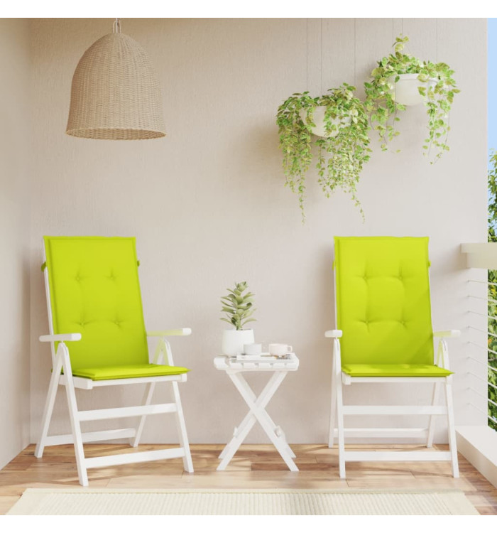 Coussins de chaise de jardin à dossier haut lot de 2 vert vif | Mobilier & Déco