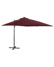 Parasol de jardin en porte-à-faux avec mât et lumières LED | Mobilier & Déco