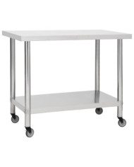 Table de travail de cuisine avec roues 100x60x85 cm Inox | Mobilier & Déco