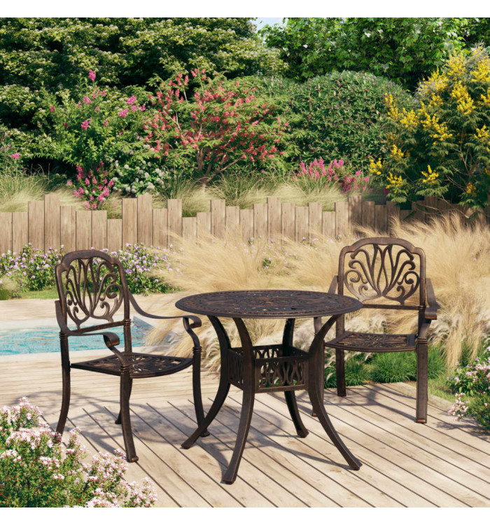 Ensemble de bistro 3 pcs Aluminium coulé Bronze | Mobilier & Déco