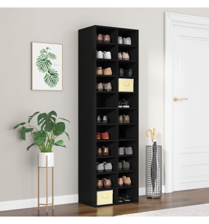 Armoire à chaussures noir 54 x 34 x 183 cm bois d'ingénierie | Mobilier & Déco