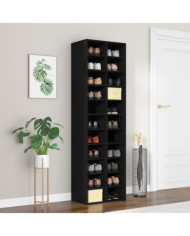 Armoire à chaussures noir 54 x 34 x 183 cm bois d'ingénierie | Mobilier & Déco
