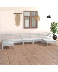 Salon de jardin 7 pcs Blanc Bois de pin massif | Mobilier & Déco