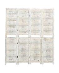 Cloison de séparation 4 panneaux Blanc antique 140x165 cm Bois | Mobilier & Déco