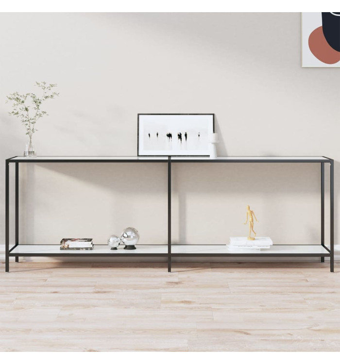 Table console Blanc 220x35x75,5 cm Verre trempé | Mobilier & Déco