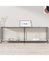 Table console Blanc 220x35x75,5 cm Verre trempé | Mobilier & Déco