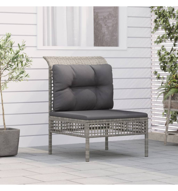 Canapé central de jardin avec coussin Gris Résine tressée | Mobilier & Déco