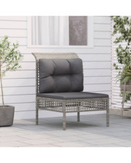Canapé central de jardin avec coussin Gris Résine tressée | Mobilier & Déco