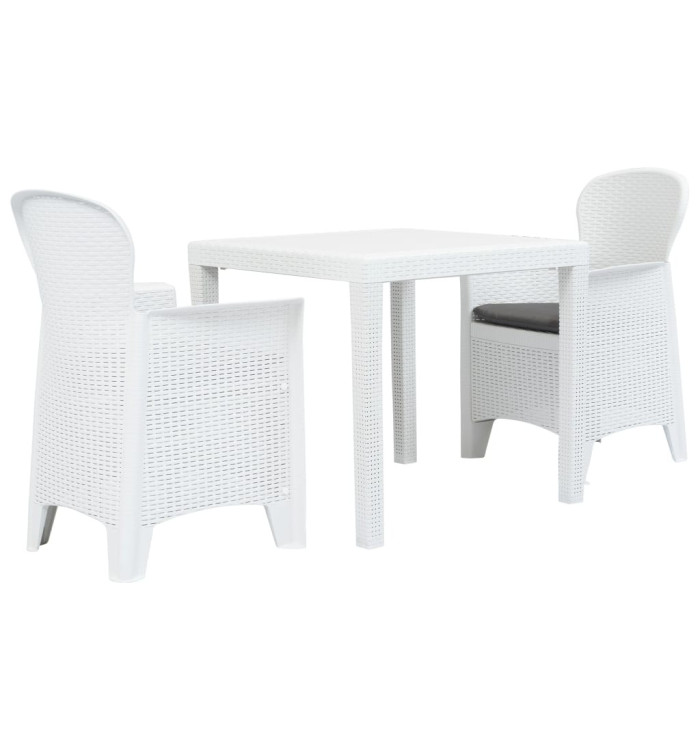 Ensemble de bistro 3 pcs Plastique Blanc Aspect de rotin | Mobilier & Déco