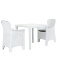 Ensemble de bistro 3 pcs Plastique Blanc Aspect de rotin | Mobilier & Déco