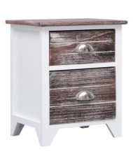 Table de chevet Marron et blanc 38x28x45 cm Bois de Paulownia | Mobilier & Déco