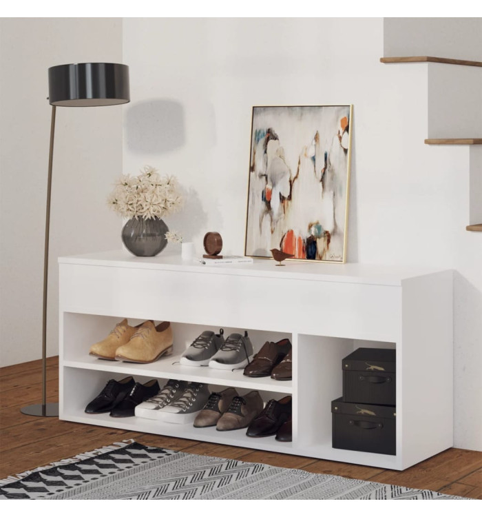 Banc à chaussures Blanc 105x30x45 cm Bois d'ingénierie | Mobilier & Déco