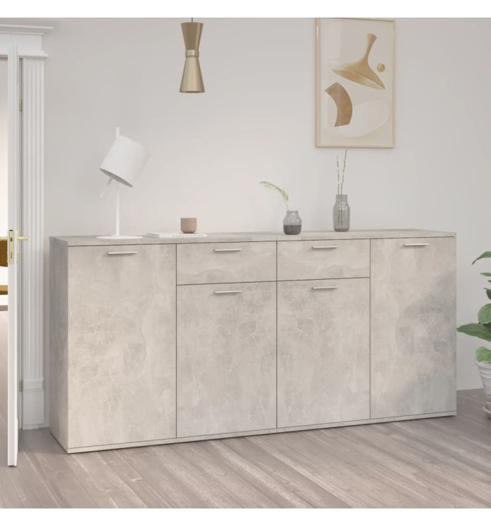 Buffet Gris béton 160x36x75 cm Bois d'ingénierie | Mobilier & Déco