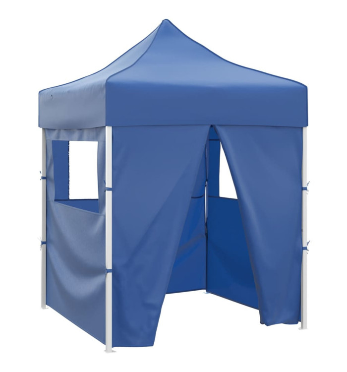 Tente de réception pliable avec 4 parois 2x2 m Acier Bleu | Mobilier & Déco