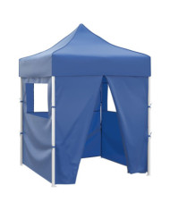 Tente de réception pliable avec 4 parois 2x2 m Acier Bleu | Mobilier & Déco