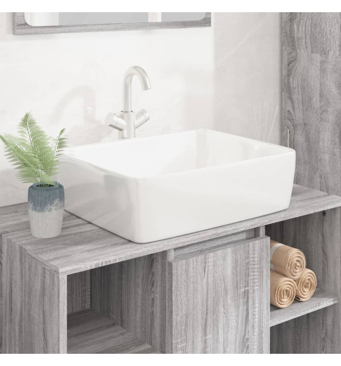 Lavabo blanc 48x37x13 cm céramique rectangle | Mobilier & Déco