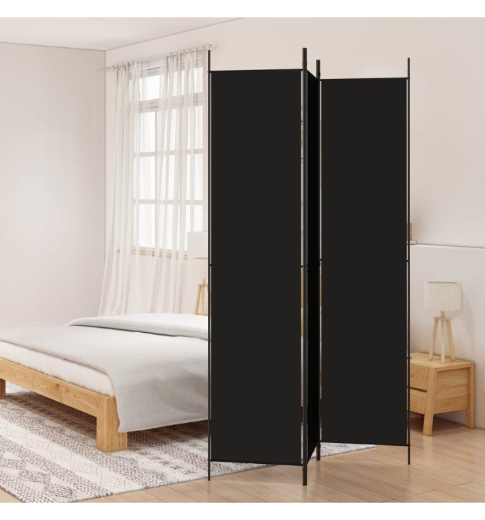 Cloison de séparation 3 panneaux Noir 150x220 cm Tissu | Mobilier & Déco
