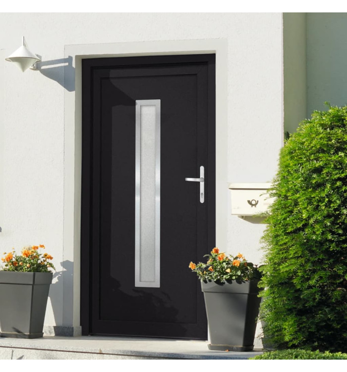 Porte d'entrée anthracite 108x200 cm PVC | Mobilier & Déco
