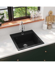 Évier de cuisine en granit Bac unique Noir | Mobilier & Déco