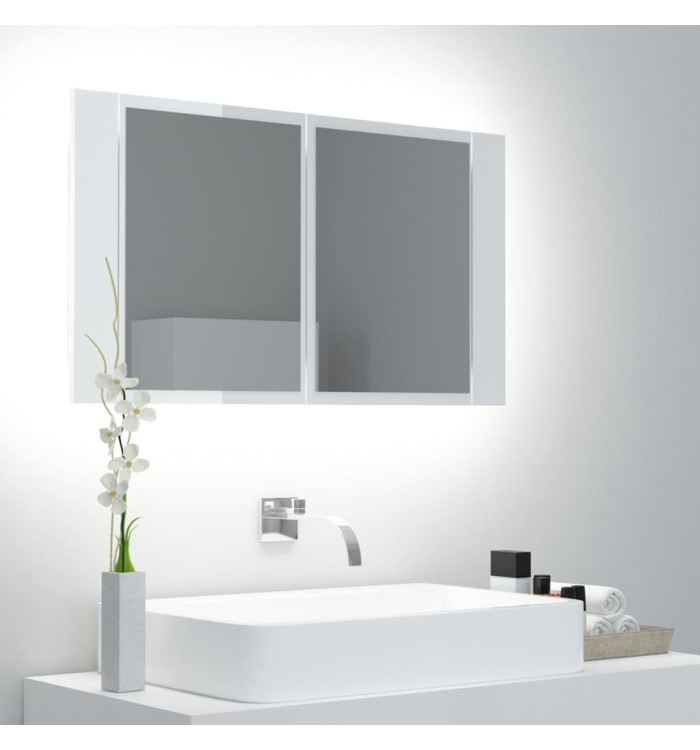 Armoire à miroir de bain à LED Blanc brillant Acrylique | Mobilier & Déco