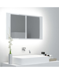 Armoire à miroir de bain à LED Blanc brillant Acrylique | Mobilier & Déco