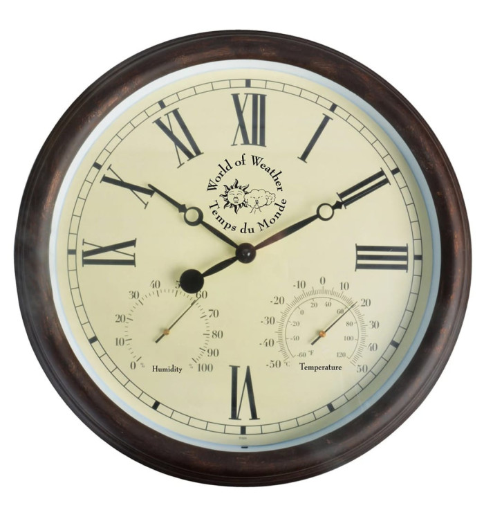 Esschert Design Horloge de station avec thermo-hygromètre 30,5 cm TF009 | Mobilier & Déco