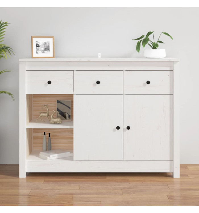 Buffet Blanc 100x35x74 cm Bois massif de pin | Mobilier & Déco