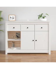 Buffet Blanc 100x35x74 cm Bois massif de pin | Mobilier & Déco