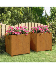 Jardinières avec pieds 2 pcs Rouillé 49x47x50 cm Acier corten | Mobilier & Déco