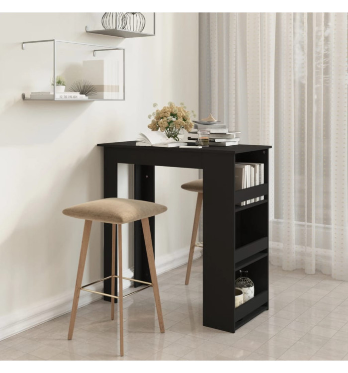 Table de bar et rangement Noir 102x50x103,5cm Bois d'ingénierie | Mobilier & Déco