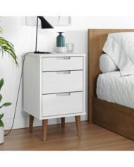Table de chevet MOLDE Blanc 40x35x65 cm Bois de pin massif | Mobilier & Déco