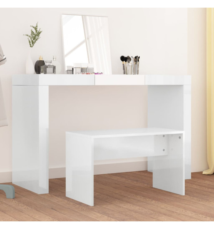 Tabouret de toilette Blanc brillant70x35x45cm Bois d'ingénierie | Mobilier & Déco