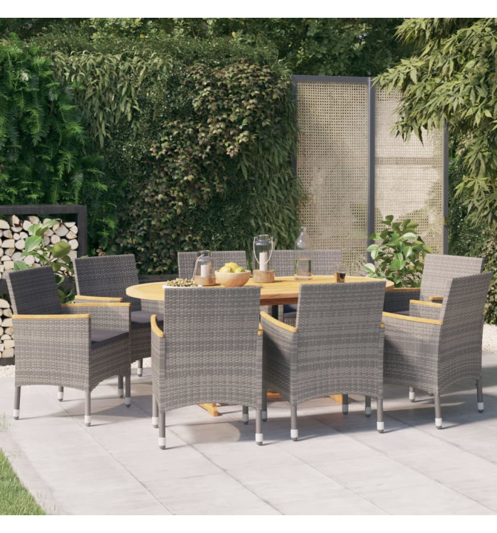 Ensemble à manger de jardin 9 pcs avec coussins Gris | Mobilier & Déco