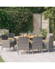Ensemble à manger de jardin 9 pcs avec coussins Gris | Mobilier & Déco