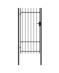 Portillon simple porte avec dessus à pointe Acier 1x2 m Noir | Mobilier & Déco