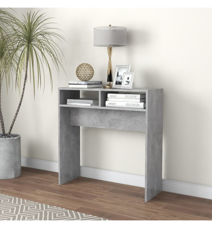 Table console gris béton 78x30x80 cm bois d'ingénierie | Mobilier & Déco