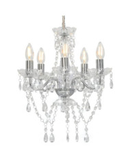 Lustre avec perles de cristal Argenté Rond 5 x E14 | Mobilier & Déco