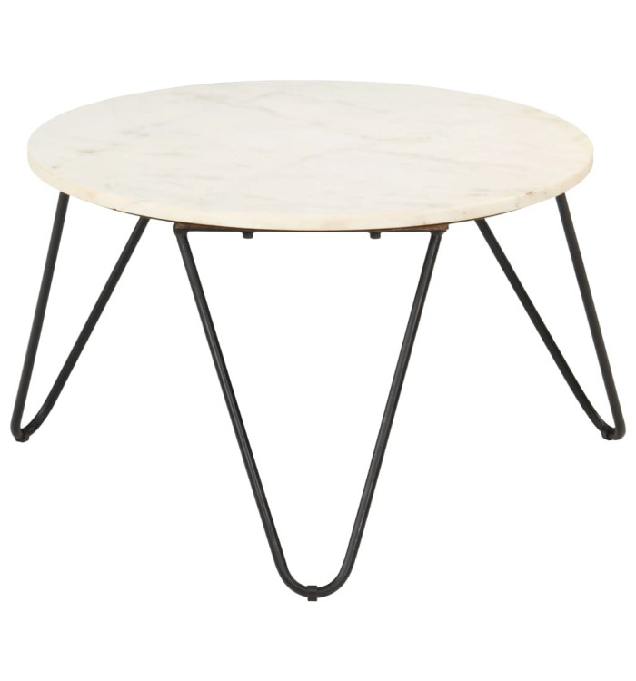 Table basse Blanc 65x65x42 cm Pierre véritable texture marbre | Mobilier & Déco