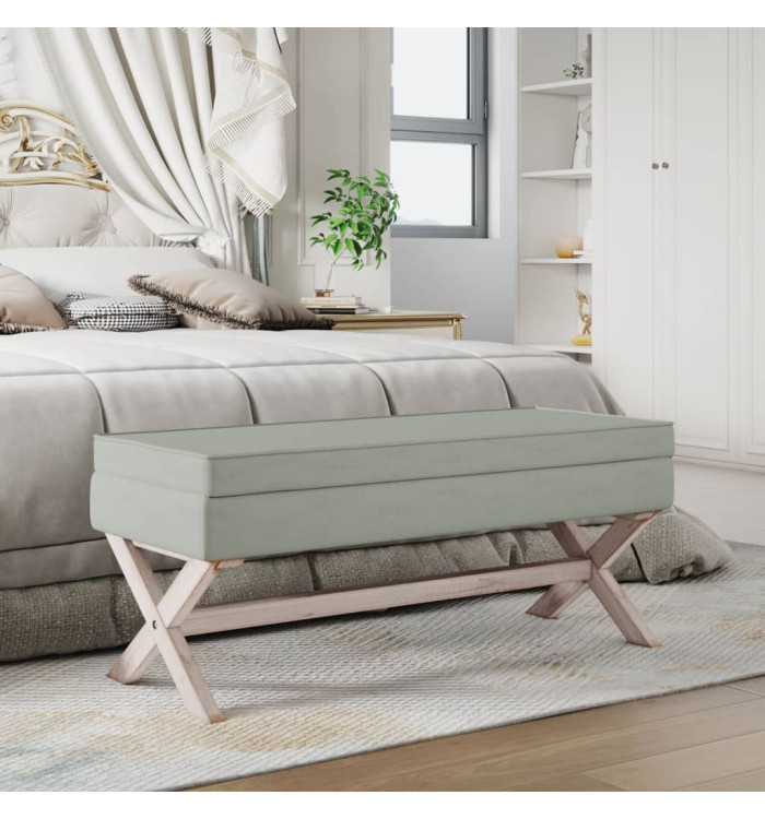 Tabouret de rangement Gris clair 110x45x49 cm Velours | Mobilier & Déco