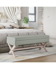 Tabouret de rangement Gris clair 110x45x49 cm Velours | Mobilier & Déco