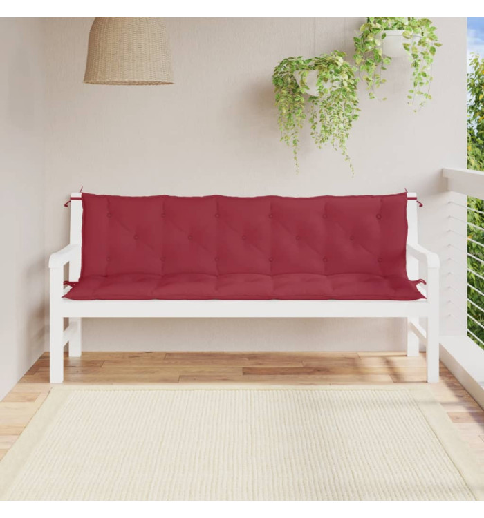 Coussins de banc de jardin lot de 2 rouge bordeaux tissu Oxford | Mobilier & Déco
