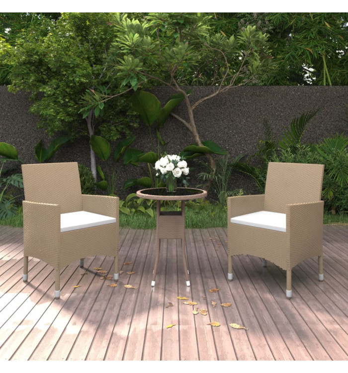 Ensemble à manger de jardin 3 pcs Résine tressée Beige | Mobilier & Déco
