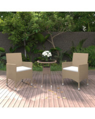 Ensemble à manger de jardin 3 pcs Résine tressée Beige | Mobilier & Déco