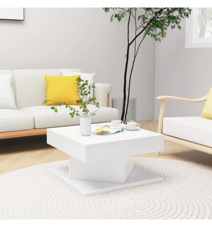 Table basse Blanc 57x57x30 cm Bois d'ingénierie | Mobilier & Déco