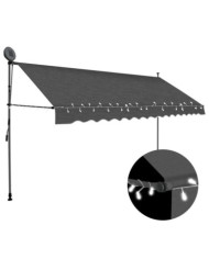 Auvent manuel rétractable avec LED 400 cm Anthracite | Mobilier & Déco