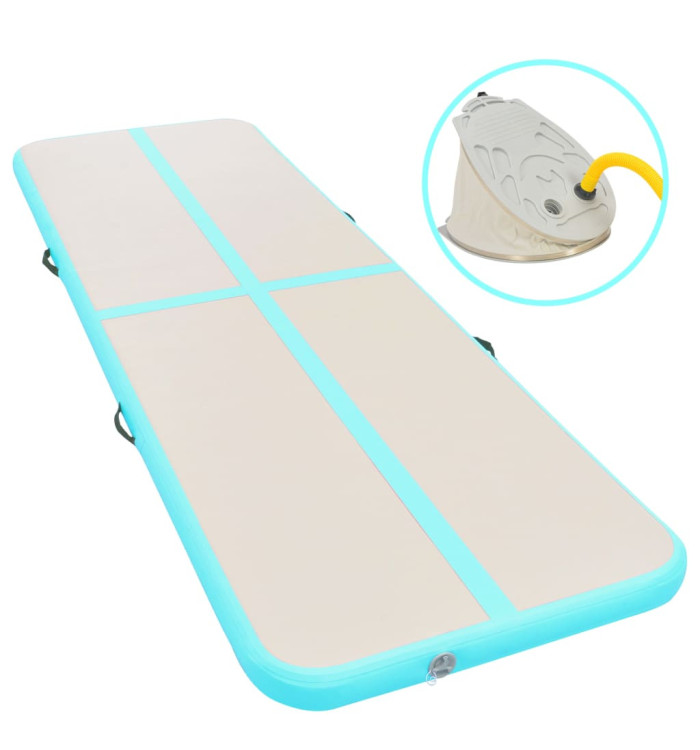 Tapis gonflable de gymnastique avec pompe 700x100x10cm PVC Vert | Mobilier & Déco