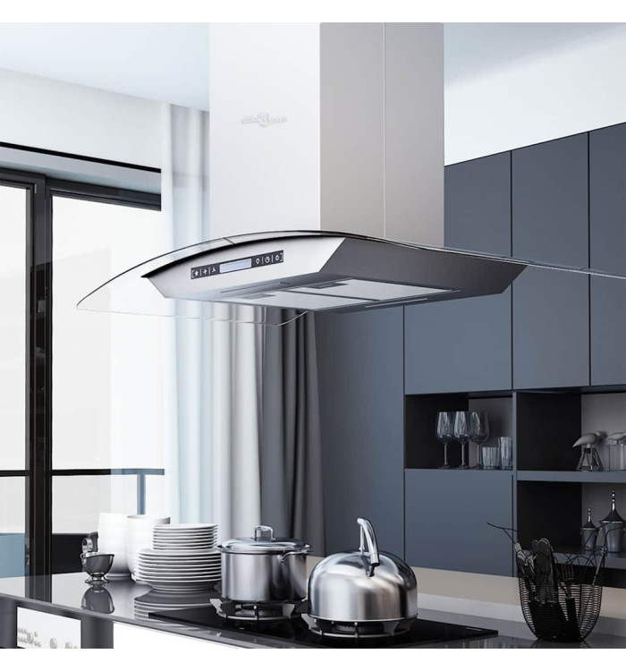 Hotte îlot avec écran tactile LCD et capteur 90 cm 756 m³/h LED | Mobilier & Déco