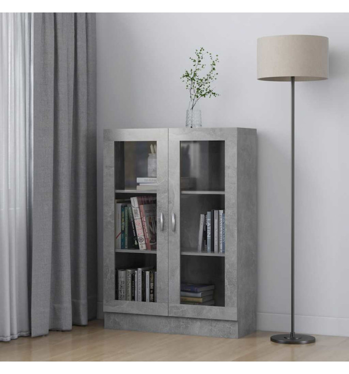 Armoire à vitrine Gris béton 82,5x30,5x115 cm Bois d'ingénierie | Mobilier & Déco