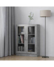 Armoire à vitrine Gris béton 82,5x30,5x115 cm Bois d'ingénierie | Mobilier & Déco